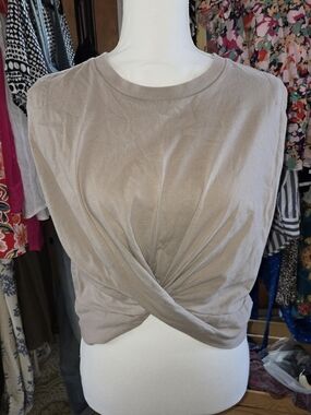 GAP Taupe Twist-Front Sleeveless Tank